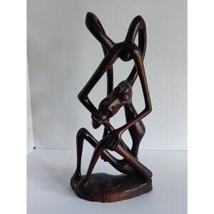 Makonde Art Sculpture Art Hand Carved Wooden Sculpture Vintage Mid Century